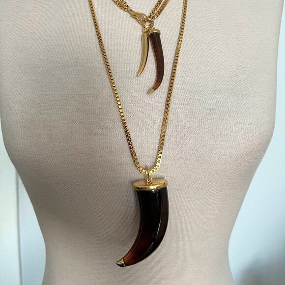 Vince Camuto Horn Necklaces And Earrings Tortoiseshell and Gold - Picture 1 of 8
